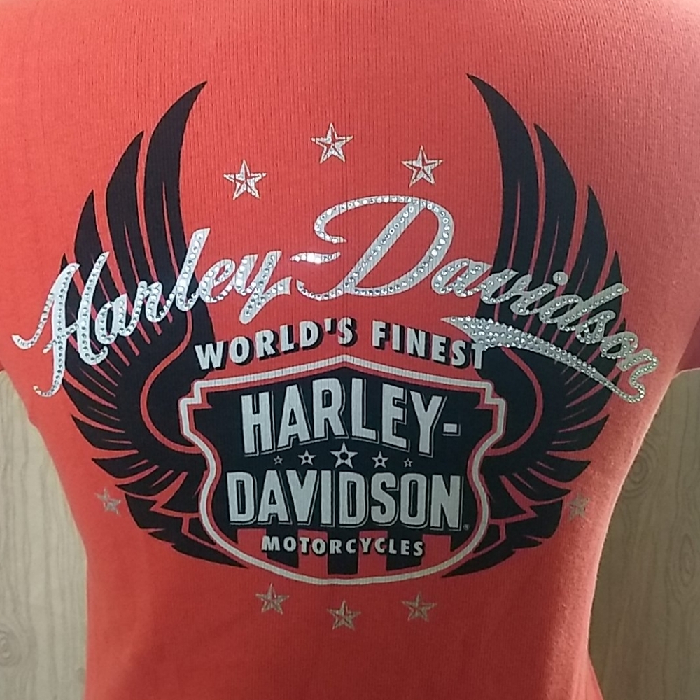 Harley Davidson Rhinestone Henley Tee